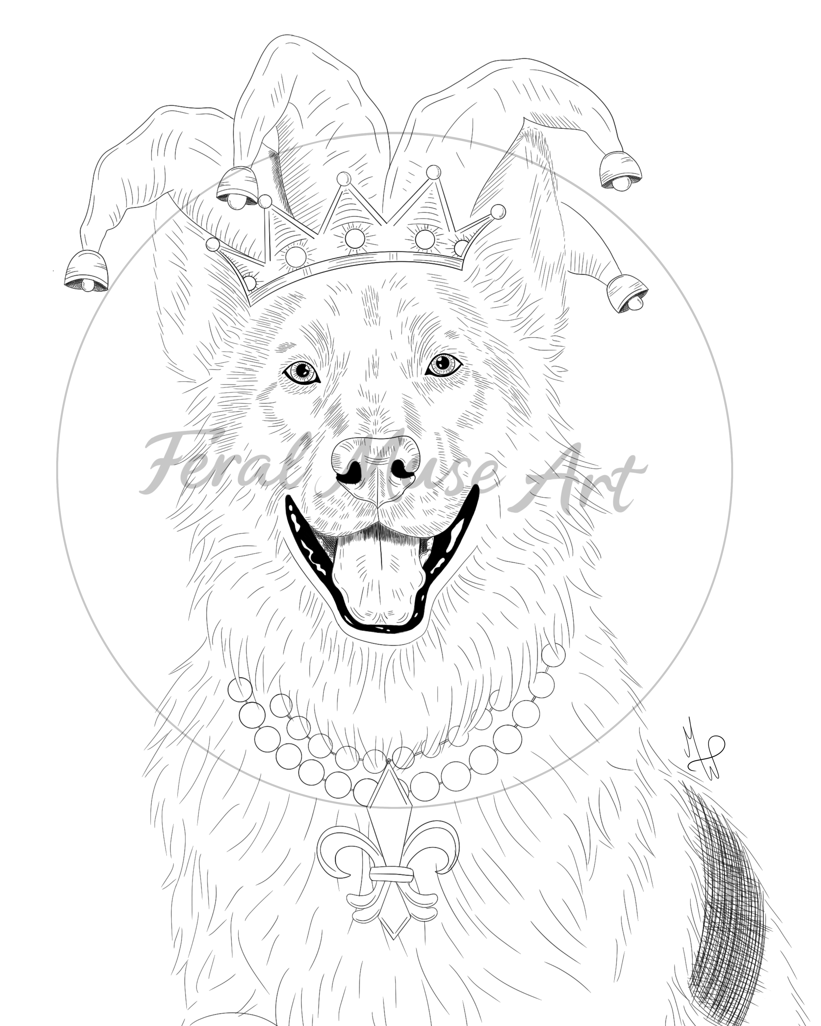 Mardi Gras Shepherd Printable Coloring Page